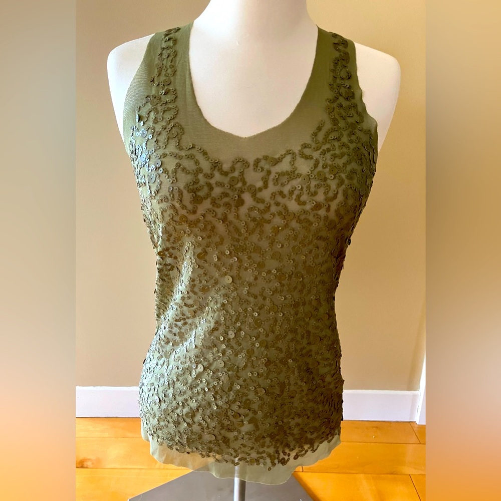 Stretch mesh embellished tank
